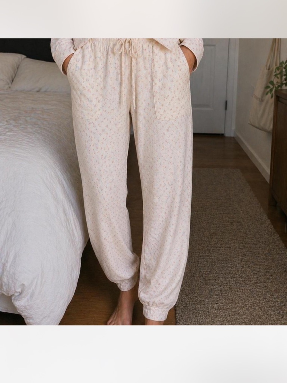 Nine West Cozy Cream Floral Jogger Sleep Pants